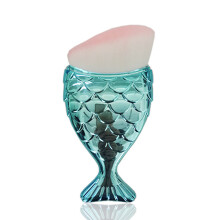 (Blue B)Mermaid Themed Cosmetic Brush Durable Plastic Handle Professional Home Supplies