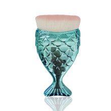(Blue D)Mermaid Themed Cosmetic Brush Durable Plastic Handle Professional Home Supplies