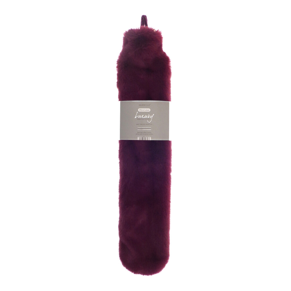Ribbon Super Luxury Long Faux Fur Hot Water Bottle And Cover - Plum - Image 2