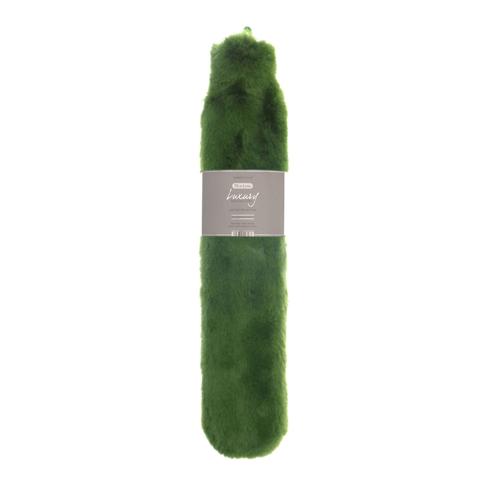 - Ribbon Super Luxury Long Faux Fur Hot Water Bottle And Cover Cedar Green (One Size) - Image 2