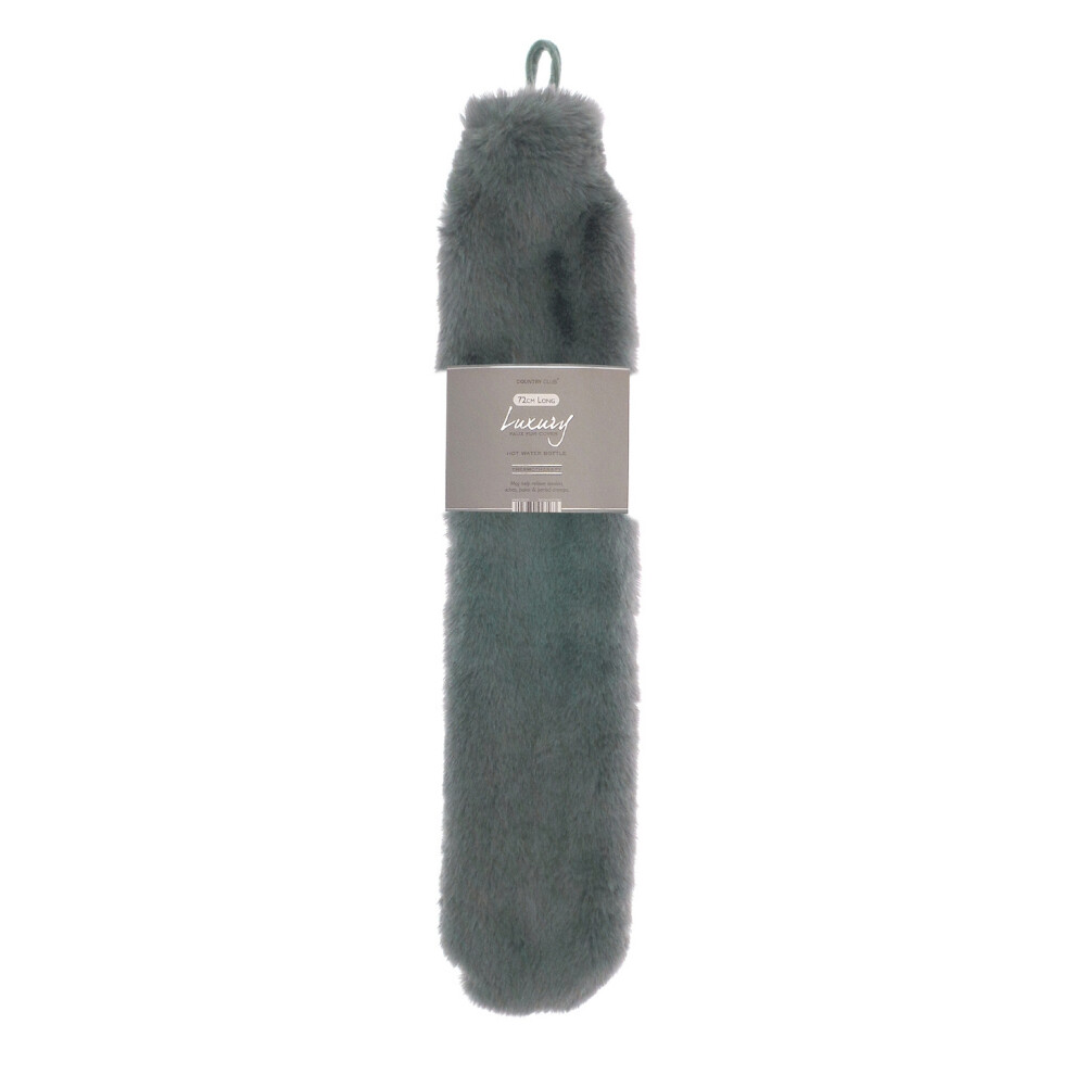 - Ribbon Super Luxury Long Faux Fur Hot Water Bottle And Cover Grey (One Size) - Image 2