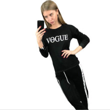 (Black,S)Womens Vogue Print Hoodie Sweatshirts Ladies Slouch Pullover Tops Jumper
