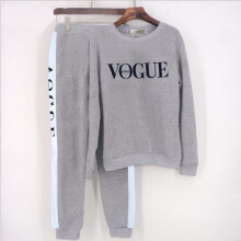 (Gray,S)Womens Vogue Print Hoodie Sweatshirts Ladies Slouch Pullover Tops Jumper