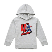 (9-11 Years, Athletic Heather) Captain America Childrens/Kids 4th Birthday Heather Pull Over Hoodie