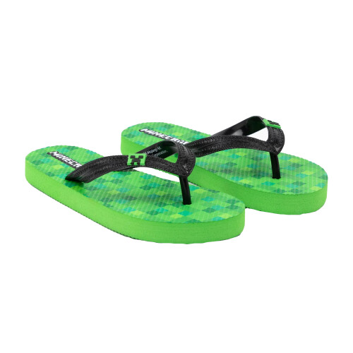 Minecraft (3 UK, Green) Minecraft Childrens/Kids Creeper Flip Flops 2