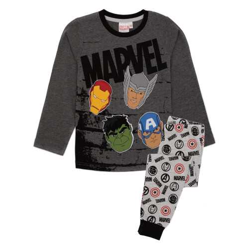 (5-6 Years, Black/Grey) Marvel Avengers Boys Long-Sleeved Pyjama Set