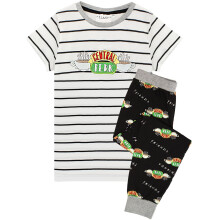 (12-13 Years, White/Black/Green) Friends Girls Central Perk Pyjama Set