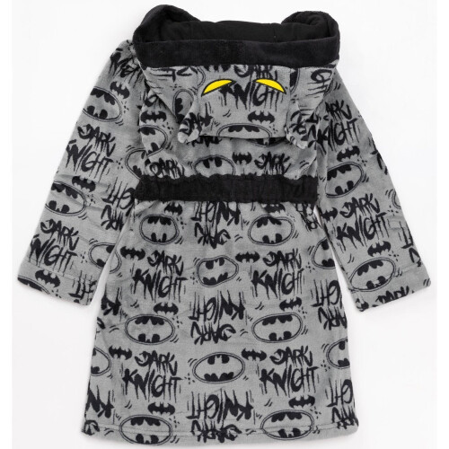 Batman (11-12 Years, Grey/Black/Yellow) Batman Boys Fluffy Robe 1