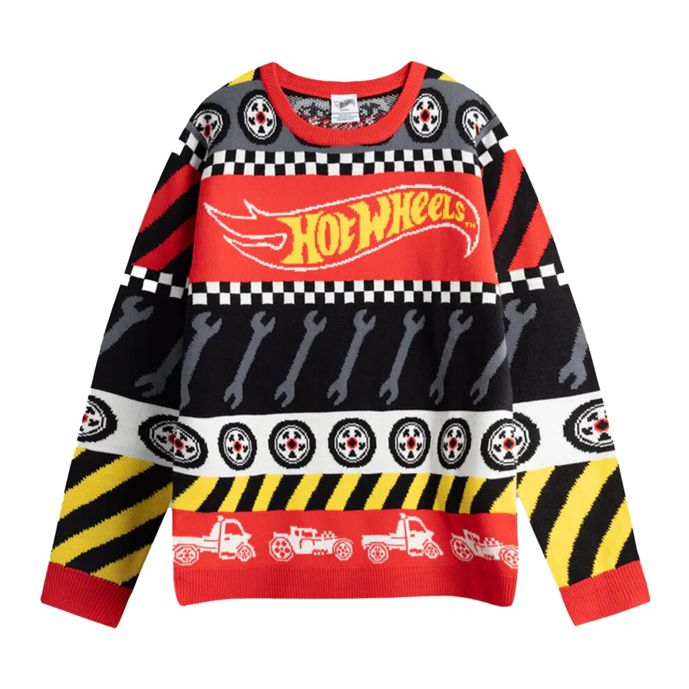 Hot Wheels (Xxl, ) Mens Tyre & Spanner Fairisle Christmas Jumper Multicoloured