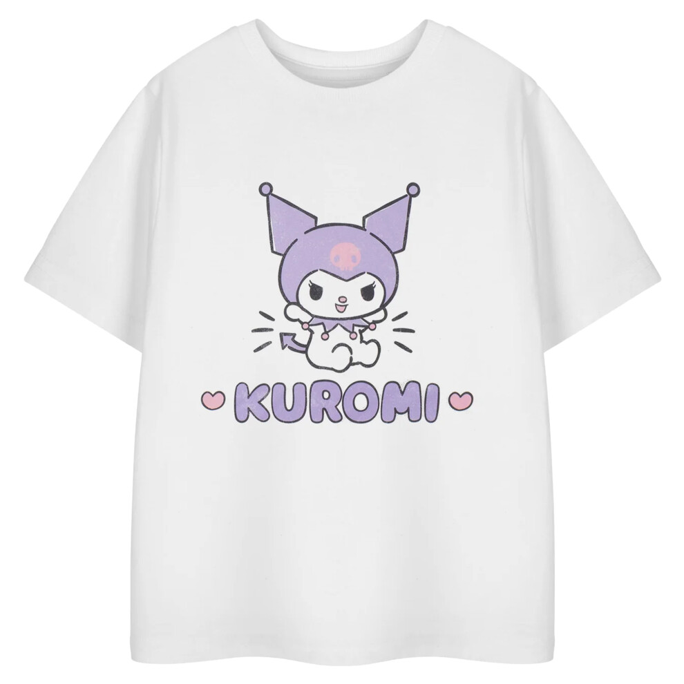 Hello Kitty (3-4 Years, ) Girls Kuromi Heart T-Shirt White