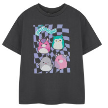 (7-8 Years, Grey) Squishmallows Girls Checkerboard Short-Sleeved T-Shirt