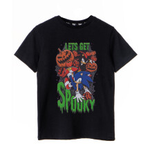 (9-10 Years, Black) Sonic The Hedgehog Boys Let's Get Spooky T-Shirt