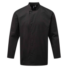 (5XL, Black) Premier Mens Essential Long-Sleeved Chef Jacket