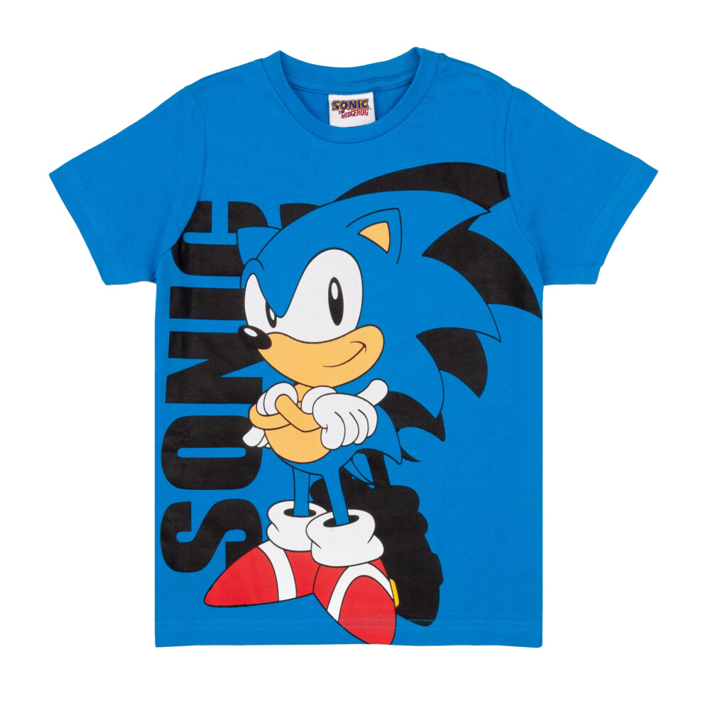 Sonic The Hedgehog Boys Cartoon Character T-Shirt Blue
