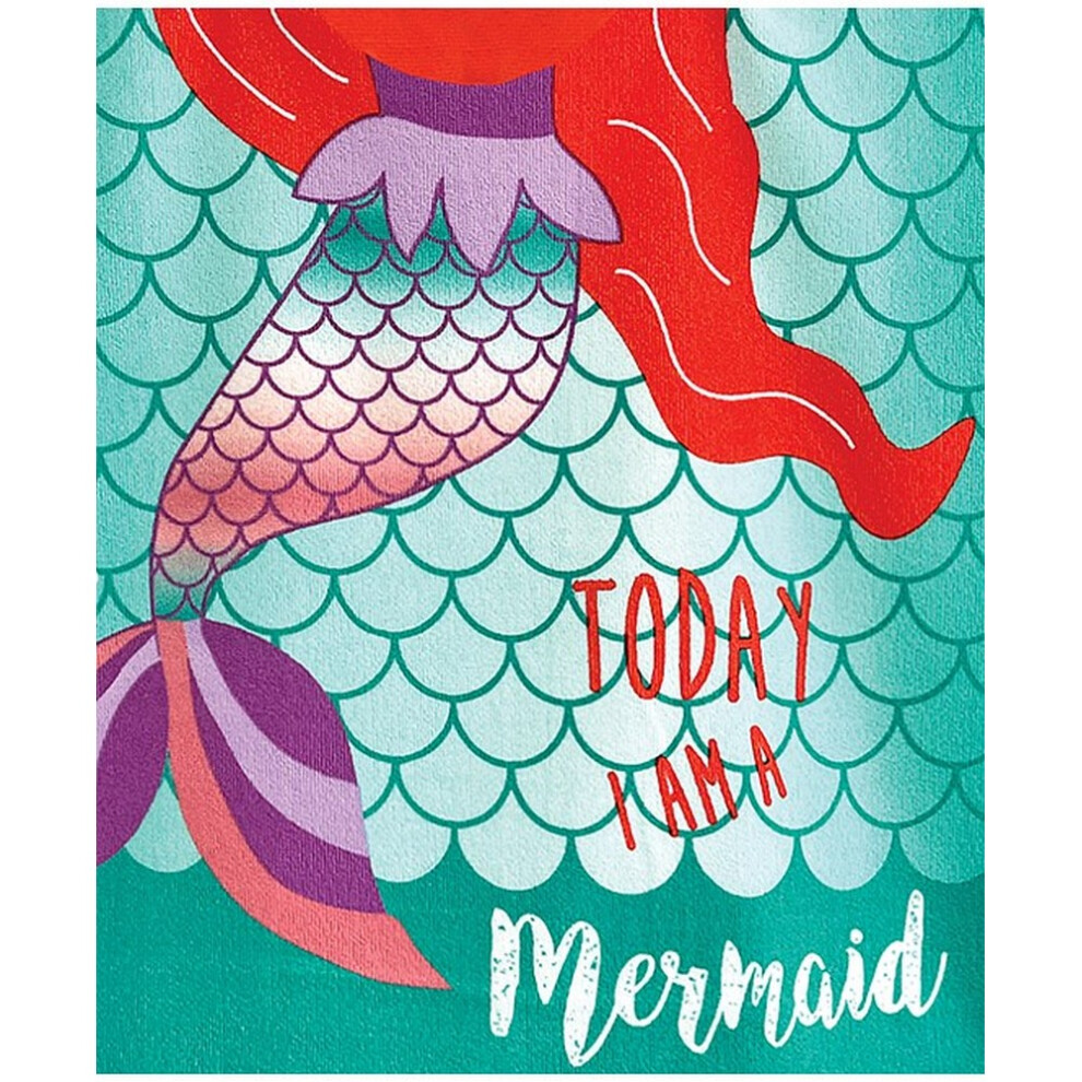  - Home & Living Childrens/kids Mermaid Microfibre Hooded Towel Green/orange/purple (One Size) - Image 3