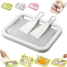 Rolled Ice Cream Maker Kit with Instant Freeze Tray, FoodGrade Stainless Steel, EasyClean, Silver