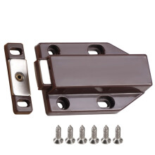 Magnetic Push to Open Cabinet Latch with Screws, Invisible Silent Catch for Kitchen Furniture Brown