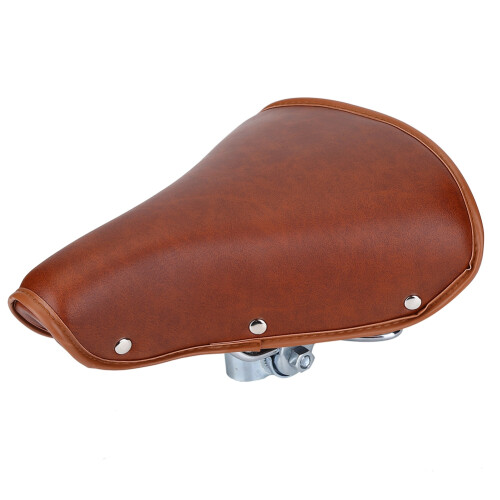 Spring Bicycle Seat Brown Rivet PU Leather Durable Comfortable Bike Saddle 1
