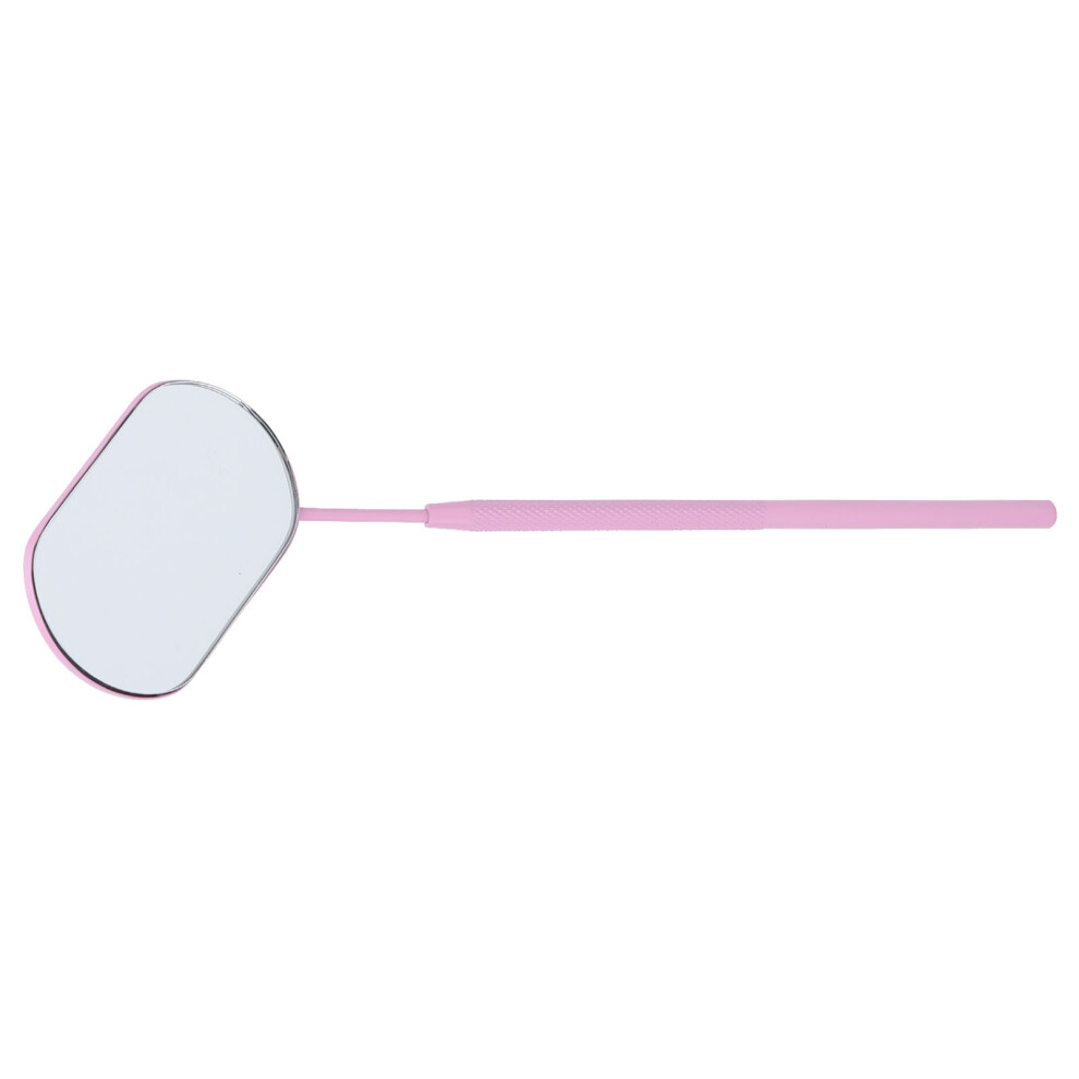 Stainless Steel Grafted Eyelash Mirror Pink 56x37mm / 140mm Handle