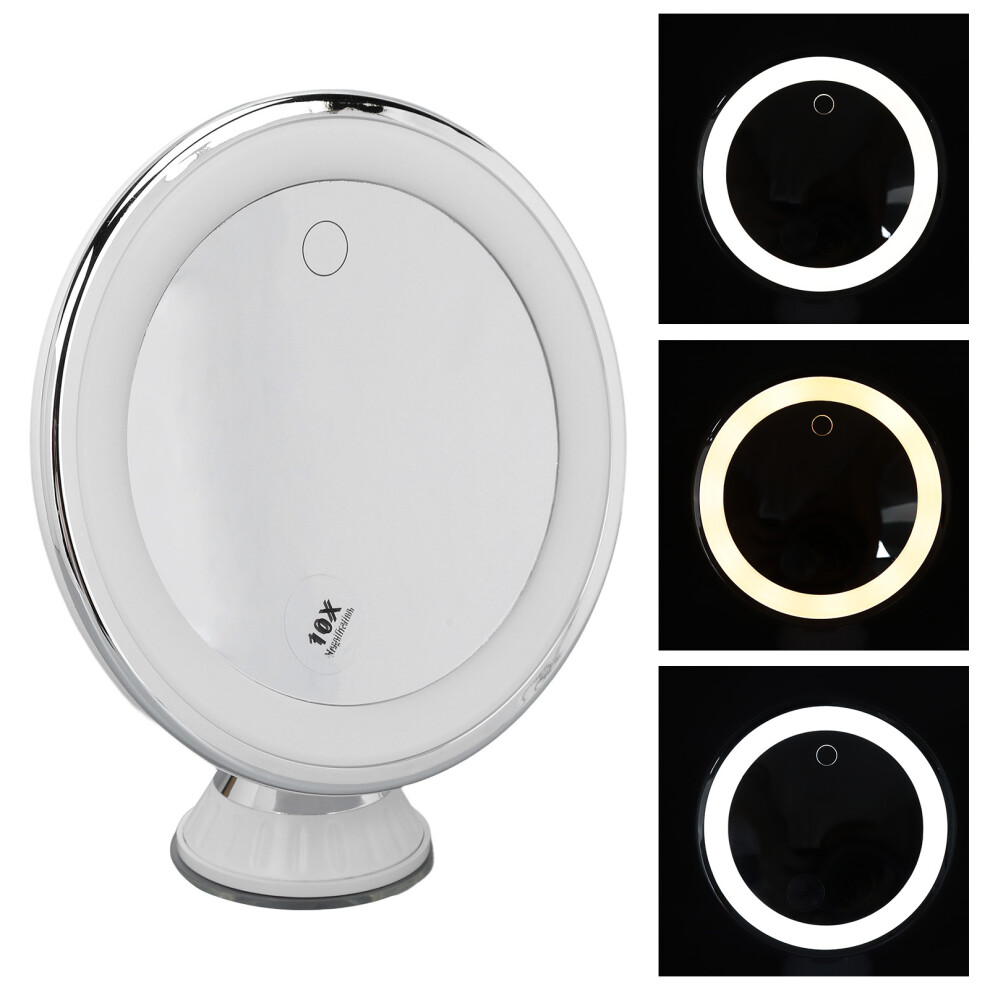 Portable 10x Magnify Makeup Mirror with 3 Adjustable Light Modes