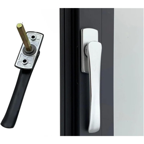 Ergonomic Aluminum Casement Window Handle with Precision Lock and Silvery Modern Design 2