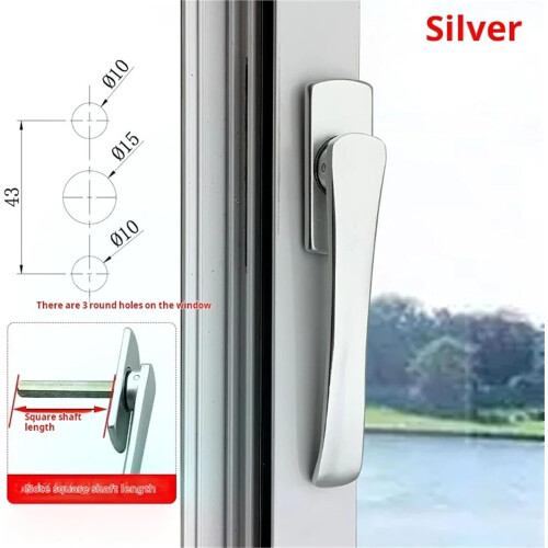 Ergonomic Aluminum Casement Window Handle with Precision Lock and Silvery Modern Design 1