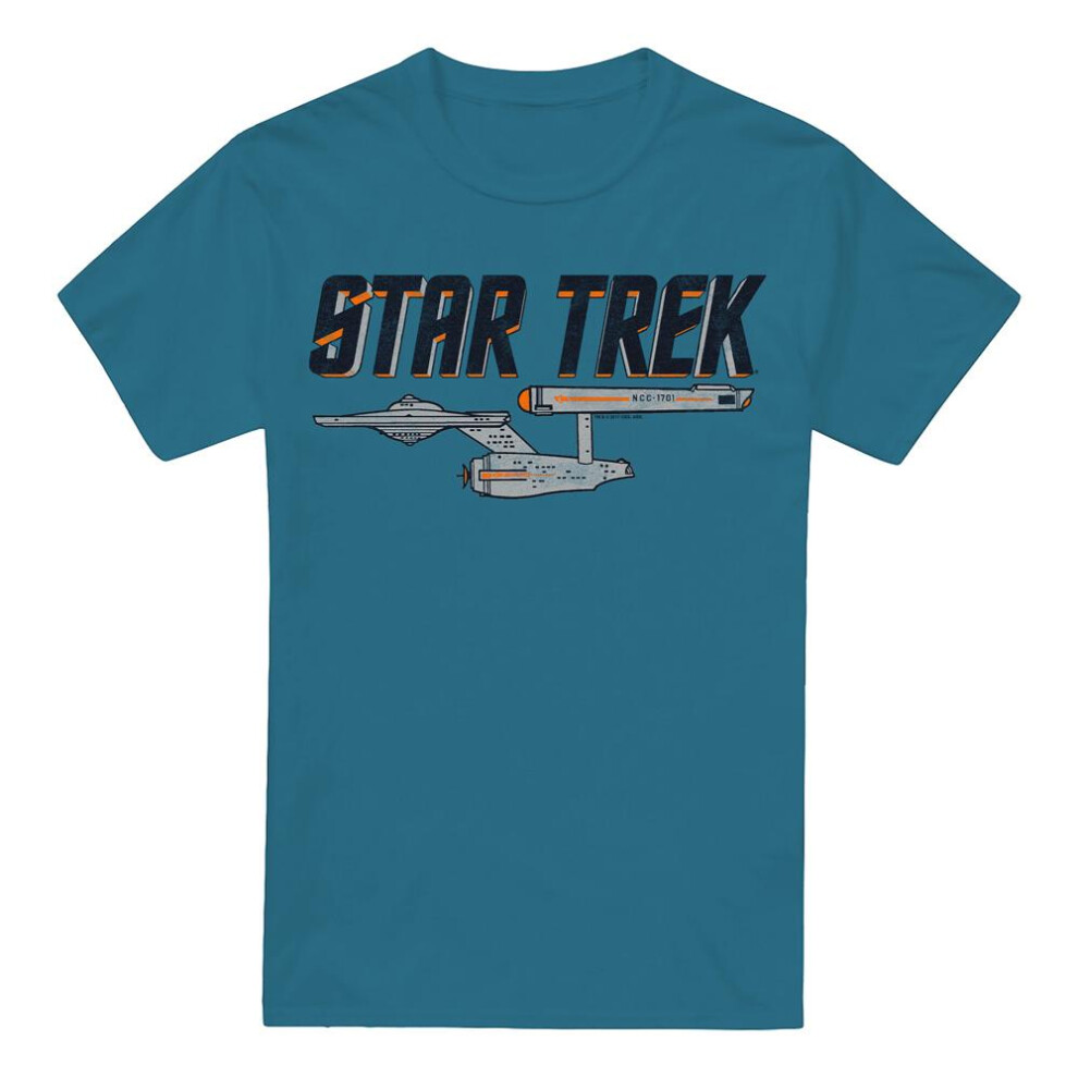 Star Trek (Xl, Slate) Mens Enterprise Logo T-Shirt Multicoloured