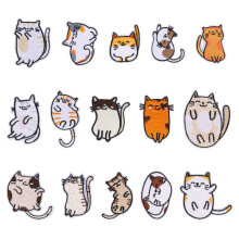 Fer Brodé sur des Patchs, 15 PièCes Patchs de Broderie Chat Mignon Vif pour Vestes en Jean Couture Applique Accessoire de Bricolage