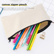 15 Pack Blank Cotton Canvas DIY  Zipper Bags Pouches Pencil Case for Makeup Cosmetic Toiletry Stationary Storage