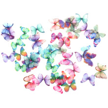 50 Stuks Gradiëntkleur Organza Stof Vlinderapplicaties 38 mm Doorschijnende Chiffon Vlinder voor Feestdecor, Popversiering