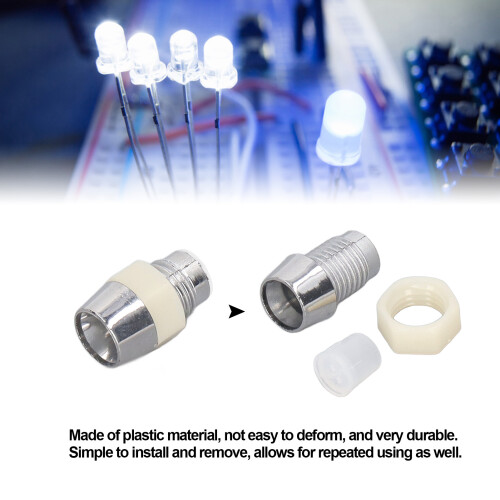 100 Sets Chrome Plastic LED Holder 5mm Panel Mount Clips 2