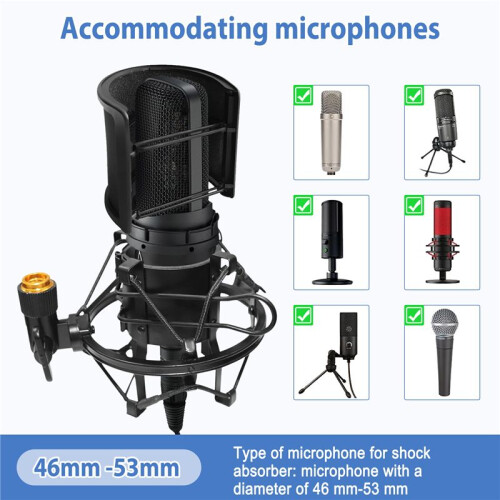 Microphone Shock Mount with Microphone Filter Windscreen Suspension Shock Mount Holder Clip 1