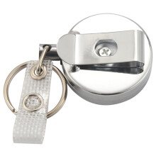 2 Pack Heavy Duty Retractable Badge Holder Reel,Metal ID Badge Holder with Belt Clip Key for Name Card Keychain Silver