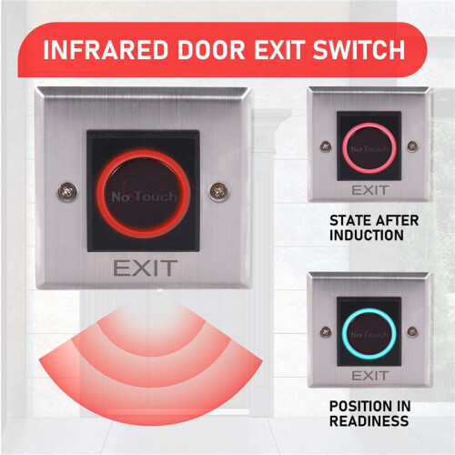 Infrared Sensor  No Contact Contactless Switches Door Release Exit Button with LED Indication 1