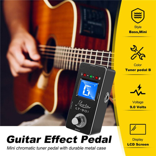 Rowin Lt-901 Gitarr Tuner Effektpedal  Chromatic True Bypass Lcd Display Digital Pedal Gitarrdelar TillbehöR 1