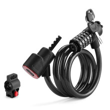 Candado para Bicicleta con Luz, Contraseña de Seguridad de 5 Dígitos, Cadena de Cable de Acero, Antirrobo para Bicicleta de Carretera, Color Negro.