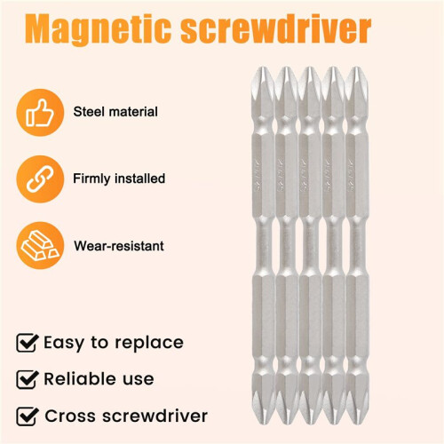 5Pcs S2 Screwdriver Bits Set 100Mm Phillips Strong Magnet Driver Steel Double  Hex Shank With Magnetizer Ring 1