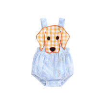 (3-6 Months, Light Blue) Baby-Strampler mit Hundemotiv, gestreift, süßer ärmelloser Overall, lässige Babykleidung für Jungen und Mädchen