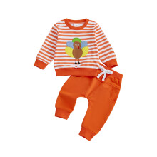 (0-6 Months, Orange) Díkůvzdání - oblečení pro chlapečky, mikina s dlouhým rukávem a kalhoty na batolata