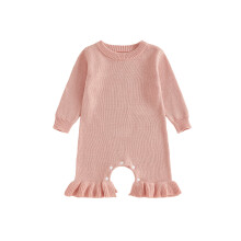 (9-12 Months, Pink) Tutina in maglia per bambina, a maniche lunghe, girocollo, tinta unita, ideale per l'autunno e per tutti i giorni.