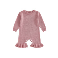 (6-9 Months, Lavender) Tutina in maglia per bambina, a maniche lunghe, girocollo, tinta unita, ideale per l'autunno e per tutti i giorni.