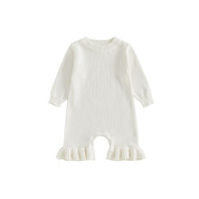 (3-6M, WHITE) Tutina in maglia per bambina, a maniche lunghe, girocollo, tinta unita, ideale per l'autunno e per tutti i giorni.