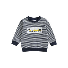 (18-24 Months, Blue) Herbst-Sweatshirt für Jungen, langärmelig, Rundhalsausschnitt, Baggerstickerei