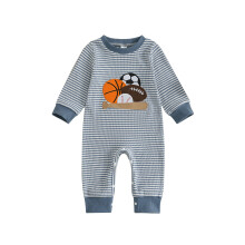 (3-6 Months, Blue) Mono de punto para bebé niño, holgado, con bordado de balón deportivo, a rayas, cuello redondo, manga larga