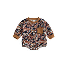 (6-12 Months, Orange) Bluza dla chłopca, kombinezon w kamuflażowym kolorze, z długim rękawem, uroczy ubiór dla małych dzieci