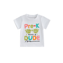 (4-5 Years, White Style 1) Tricou de vară pentru fete, cu mânecă scurtă, cu guler rotund, imprimare cu litere, croială lejeră