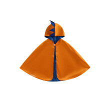 (4-5 Years, Orange) Cape d'Halloween pour tout-petits, poncho dinosaure aux couleurs contrastées, déguisement de fête costumée.