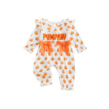 (12-18 Months, White) Tutina a quadri per bambina con ricamo di lettere, maniche lunghe, volant e scollo rotondo, lunghezza intera.