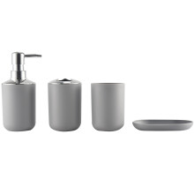 Ensemble D'Accessoires de Salle de Bain en Plastique de 4 Pièces, Ensemble D'Accessoires de Brosse de Toilette de Bain avec Porte-Brosse à Dents,