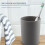 4 Pcs Plastic Bathroom Accessory Set,Bath Toilet Brush Accessories Set with Toothbrush Holder,Toothbrush Cup(Grey) 3